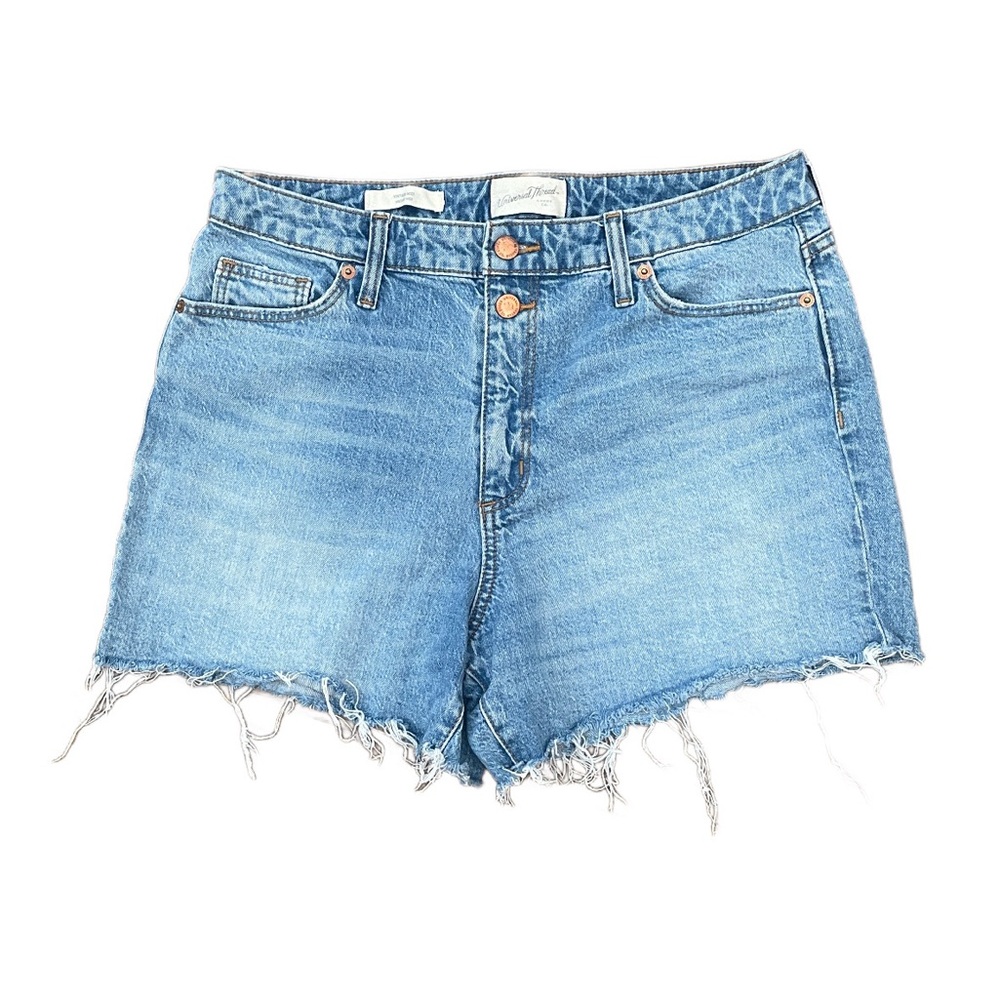 Universal Thread High-Rise Vintage Midi Raw Frayed Hem Jean Shorts